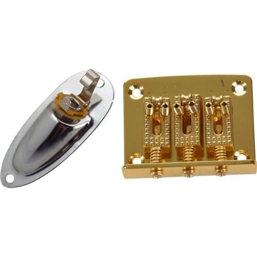 1Pcs Loaded Jack Socket Plate and Screws for Fender with 3 String Guitar Pull String Hard Tail Bridge Tail 3 String