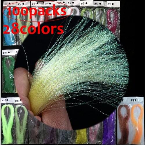 Bimoo 100packs/lot Krystal Flash for Fly Tying Saltwater Fishing Rig Tying Material