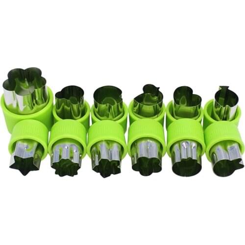 12pcs/set Vegetables Dough Cutter Mold Love heart Star Rabbit Mouse Flower Shape For Fondant Cookie Kids Mould Kitchen Knife