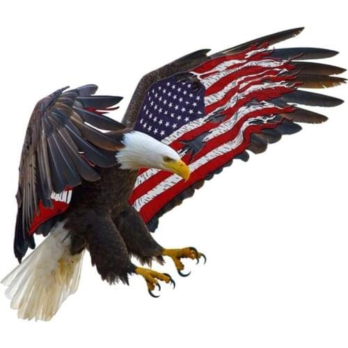 14cm X 12cm 3D Eagle American Flag Decal Print Die Cutting Funny Car Stickers DIY Waterproof Accessories Graphic