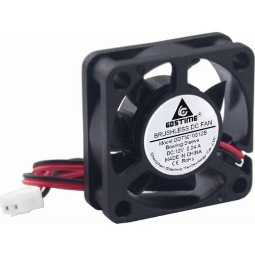 2 Pieces Gdstime 12V 3cm 30x30x10mm Small Brushless Cooler DC Cooling Fan 30x30mm 10mm 2Pin 2.0 7000RPM 3010 7 Blades 0.04A