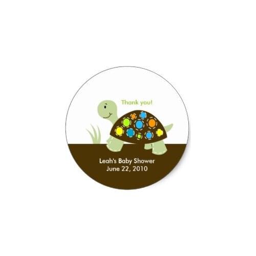 3.8cm Colorful Modern Turtle Baby Shower or Birthday Classic Round Sticker