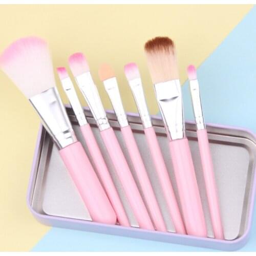 7 Pcs Makeup Brush Suit Contour Powder Foundation Eyebrow Concealer Highlight Eye Shadow Blush Lips Make Up Tool Sets With Box