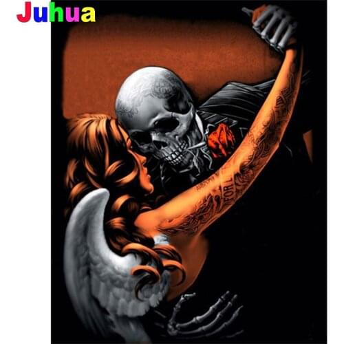 Skull Full drill Diamond Painting Mosaic Angel demon rhinestone Picture mosaic Skeleton Diamond Embroidery gift Home Decor