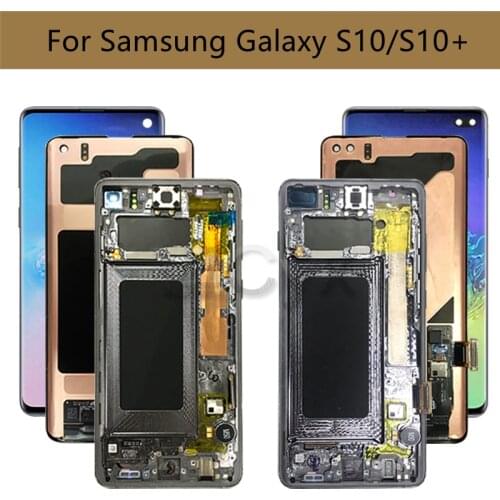 Amoled For Samsung Galaxy S10 S10+LCD G973 G975 Display Touch Screen Digitizer Assembly For Samsung S10 Plus Display Repair Part
