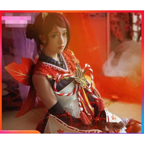 Anime Cosplay Costume lovelive!Sunshine Red Maple Leaf Awaken All Members Dress Z