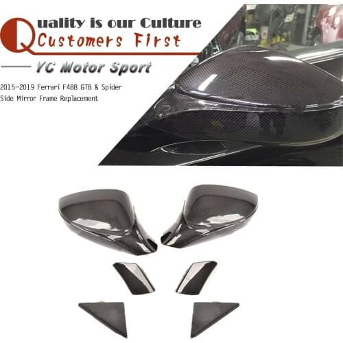 Car Accessories Dry Carbon Fiber Side Mirror Frame Replacement Fit For 2015-2019 F488 GTB & Spider Side Mirror Frame Replacement