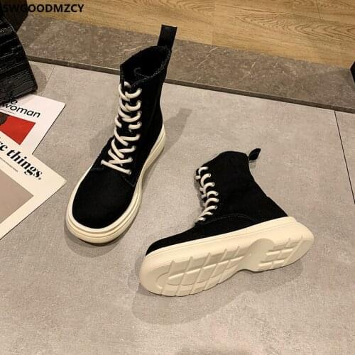 Ankle Boots Female Women Shoes Canvas Shoes Women Chunky Boots Platform Black Boots Women Luxury Designer Shoes Zapatos De Mujer