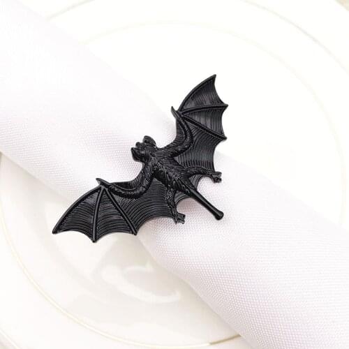 8pcs/lot Black Bat Napkin Ring Hotel Halloween Napkin Button Alloy Napkin Ring Desktop Decoration Supplies