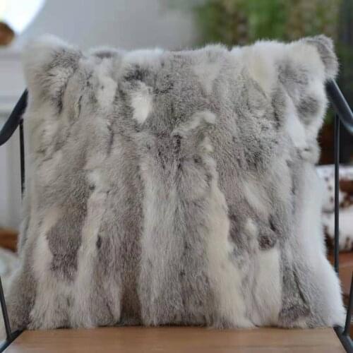 CX-D-17 High Quality Cheap Rabbit Fur Patchwork Cushion Cover