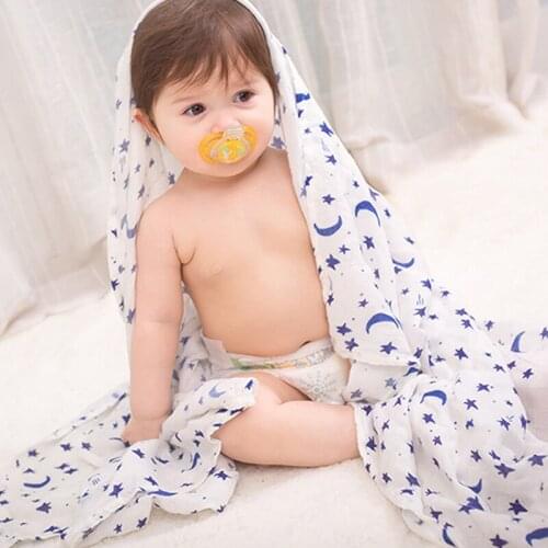 Soft Bamboo Fiber Baby Blanket Bath Towel Newborn Swaddle Wrap Baby Printed Bedding Accessories Infant Blankets Gauze