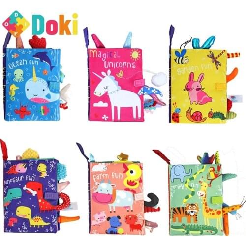 Doki Toy Kidsbooks Baby Early Learning Tearing Tail Cloth Book Parent-child Interactive Sound Paper Puzzle Cloth Book Toy 2021