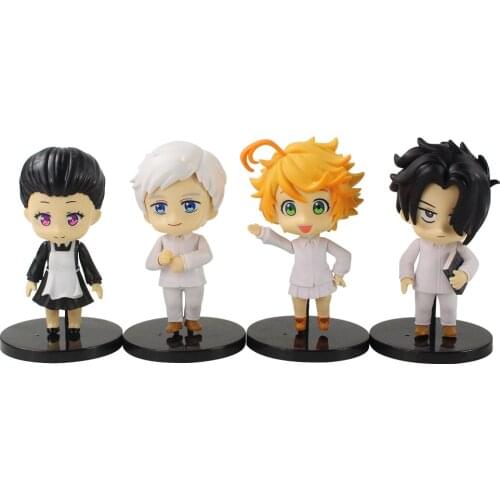 4pcs/Set 10cm The Promised Neverland Anime Emma Norman Ray Don Kawaii PVC Action Figure Mini Model Toys Kids Gift Brinquedos