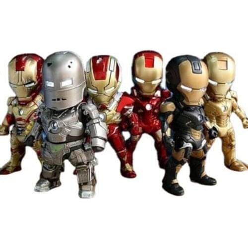 Marvel Legend Disney Iron Man Anime Action Figure Figma10cm Q Version Kawai Mark Six Pack Movie Model Collection Toy Boy Gift