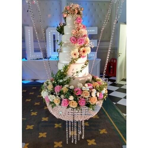 Hot Hanging Wedding cyrstal Cake Stand Transparent Crystal beads Acrylic Main table Decoration Wedding Centerpiece