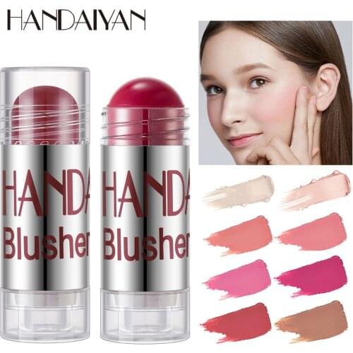 HANDAIYAN 8 Colors Long Lasting Cream Blush Stick Chubby Crayon Blush Stick Moisturizing Smooth Rouge Pen Rouge for Beginners
