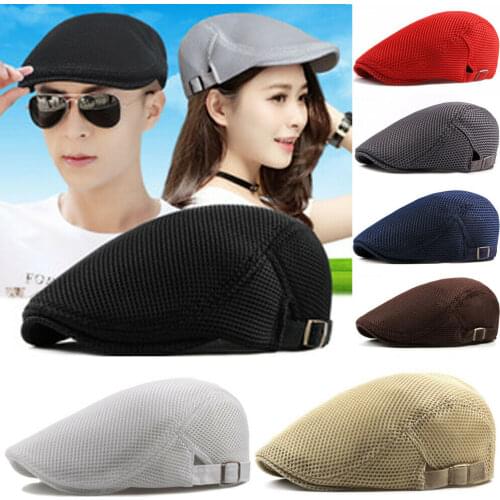 Fashion French Style Men Women Visors Flat Cap Mesh Summer Golf Driving Sun Beret Cabbie hat Breathable Hat