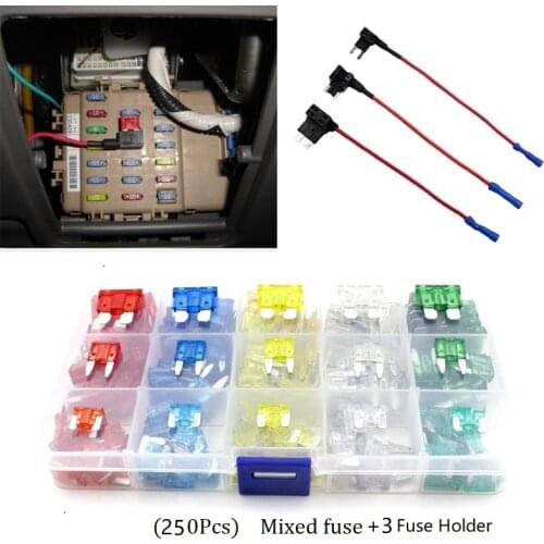 Set kit 10A 15A 20A 25A 30A Car Auto Truck Motorcycle Circuit Standard ATO blade Fuse Boxes Low-profile Mini Fuse