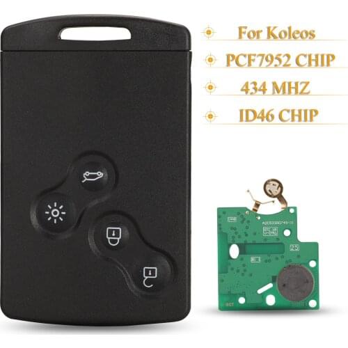 Kutery 5pcs 4 Buttons Remote Keyless-Go Key 434MHz ID46 PCF7952 Chip For Renault Koleos