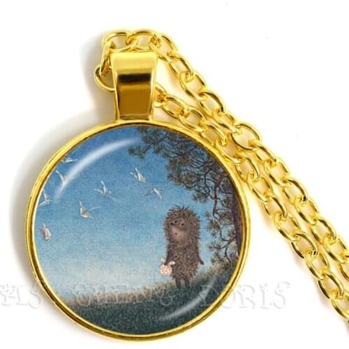 Little Hedgehog In The Fog Necklace 25mm Glass Dome Pendant Necklace Yozhik v tumane Creative Jewelry For Women Men Kids Gift