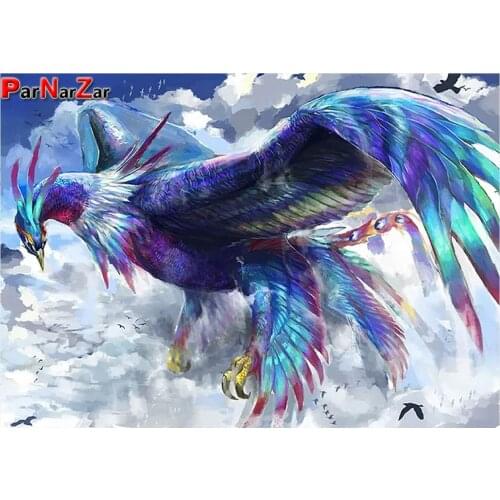 ParNarZar 5D Diamond Painting by Number Kit Drilling Complete Photo Arts Craft House Wall Sticker Decor Blue Phoenix