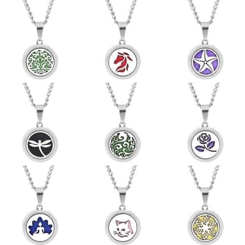 New Aromatherapy Necklace Jewelry Magnetic Pendant Flower Open Locket Perfume Aroma Essential Oil Diffuser Necklace