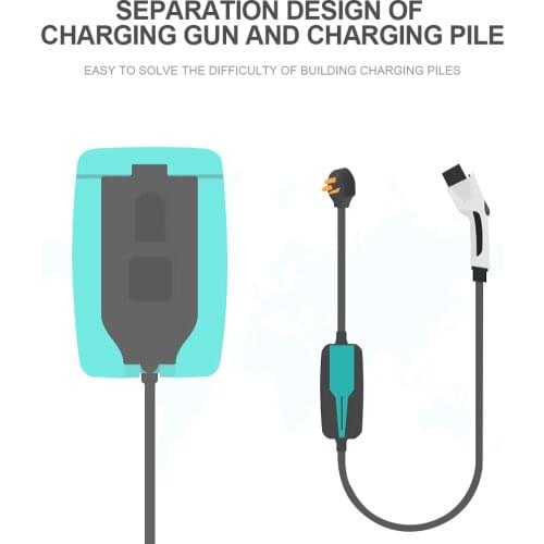 AE Anaheim 7kW evse wallbox Portable 32A TYPE1 TYPE2 EV CAR CHARGER 220-280V SAE J1772 plug charger with EU wall socket input