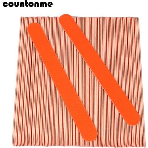 100pcs Orange Wooden Nail files 180/240 Wood Nail File polishing Buffer Block Strong Sandpaper Manicure Tools 18x2cm