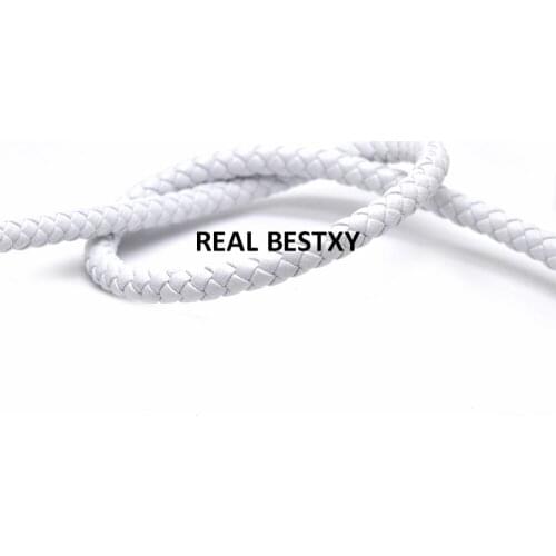 2m/lot approx: 6mm white Round Braided Leather Cord For Women Men Bracelet Jewelry Craft Making DIY Findings Accessory Necklace