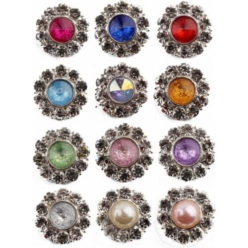 10PCS 22mm Newborn Round Silver Crystal Button For Wedding Decoration Rhinestone Buttons For Dress Clothes Embellishments