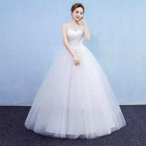 Wedding Dress New O-Neck Floor-Length Empire Sleeveless Embroidery White Backless Fashion Plus Size Wedding Gowns For Women G314