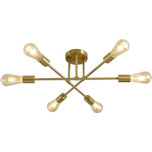 Modern 6-Light Sputnik Chandelier Light Fixture Nordic Personality Ceiling Light Semi Flush Mount Ceiling lamp