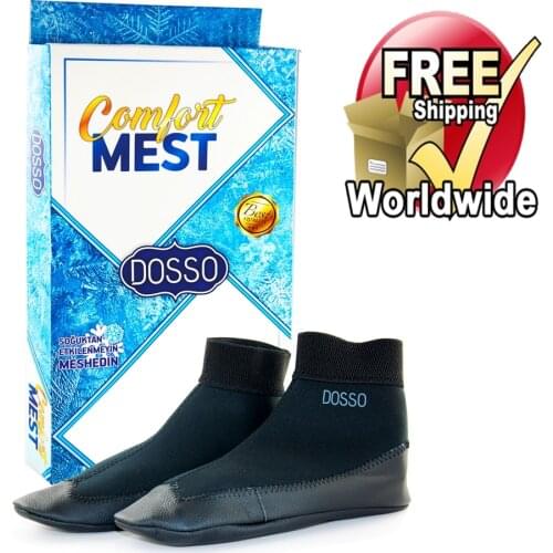 Khuff Thermal Fabric + GENUINE LEATHER Winter warm Muslim men footwear socks women worship Islamic mens womens sock mest