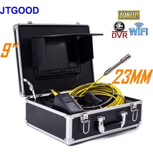 JTGOOD 9 Inches 23MM Pipe Inspection Video Camera DVR WiFi HD1080P and Keyboard Drain Sewer Pipeline Industrial Endoscope System