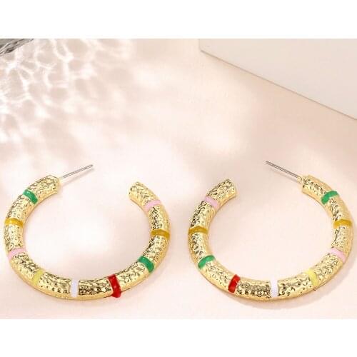 Lost Lady Large Geometric C Hoop Earrings for Women Punk Metal Big Statement Earrings Wholesale Jewelry Dropshipping Bijoux Gift