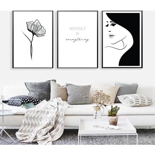 Lash Girl Posters and Prints Minimalism line Flower Wall Art Picture Salon Decor Girls Gift Modern Fashion Quote Canvas Painting