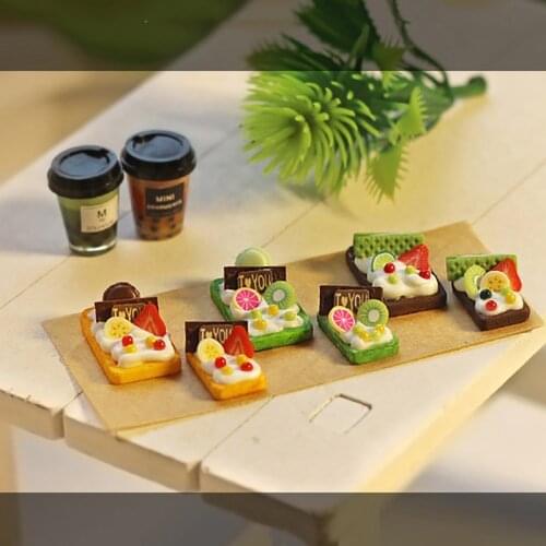 1/3pcs 1/12 Scale Miniature Dollhouse Matcha Cheese Dessert Waffles Mini Barbies Food for Doll Kitchen Accessories