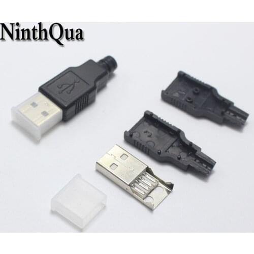 10sets DIY USB 2.0 A Type Male Assembly Adapter Connector Plug Socket Black Solder Type Plastic Shell with Dust Cover