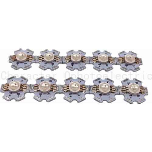 10pcs 3W RGB Color 6pin LED Chip LED Light Lamp Part With 20mm Star Base