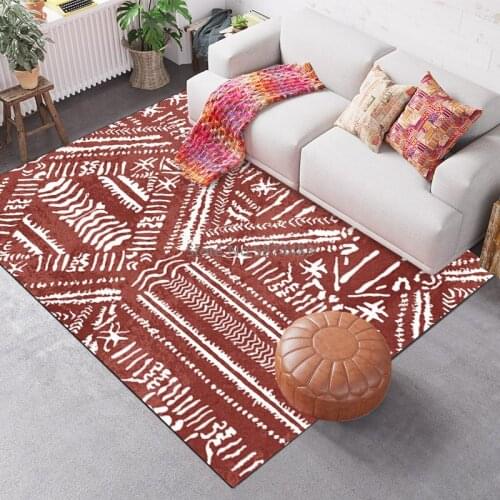 200*300cm Indian Ethnic Style Red and White Bedroom Door Living Room Crystal Velvet Floor Mat Carpet Customization