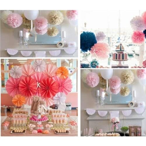 200pcs 16inches 40cm Paper Pom Poms Flowers Ball For Wedding Home Party Room Banquet Decoration Pompon Craft Products