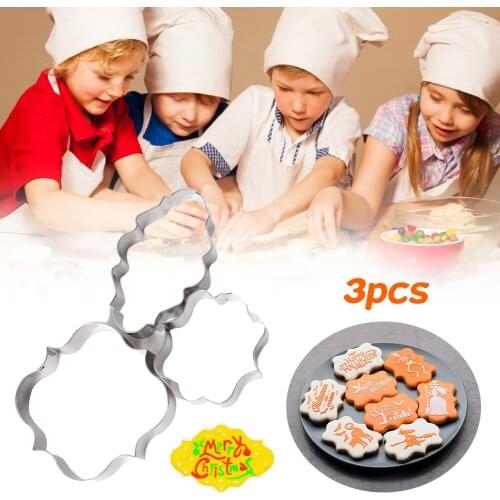 3Pcs Cake Mold Cookie Cutter Biscuit Mold Stainless Steel Cookie Cutter Set Cute Shapes Mousse Candy Mold DIY Baking Cake Tools