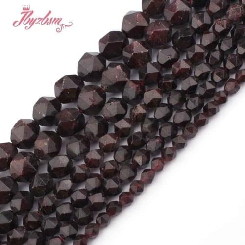 6,8,10,12mm Faceted Cube Bead Red Garnet Natural Stone Beads For DIY Necklace Bracelat Earring Jewelry Making 15" Free Shipping
