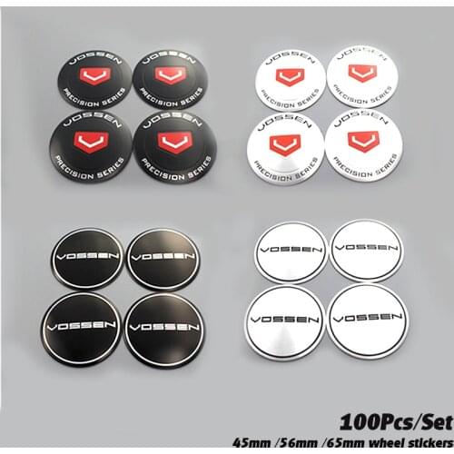 65mm 45mm 100pcs Car Emblem Badge Wheel Hub decals 56mm for Vossen Wheel Center Caps Covers Car Styling Streering Wheel Sticker