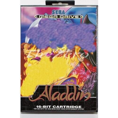 Aladdin with Box for 16 bit MD Video Game Card for Sega Mega Drive/Genesis