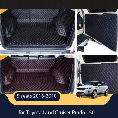 Car Travel Special car trunk mats & Rear door mat for Toyota Land Cruiser Prado 150 5 seats 2016-2010 waterproof boot carpets