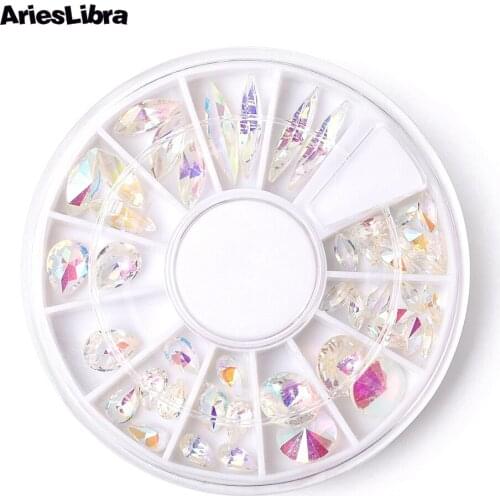 AriesLibra AB Base Clear Color Rhinestones Decor Nail Art Decorations Nail Rhinestone Design Accessory Manicure Nail Art Tools
