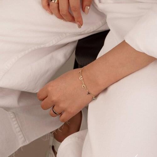 Letter Bracelet Stainless Steel Bracelet Pendant Birthday Gem European and American Hip Hop Style Fashion Bracelet Anklet