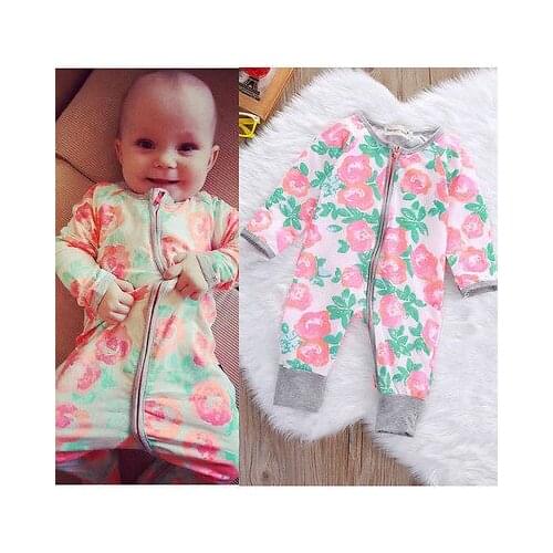 Autumn Winter Newborn Kids Floral long sleeve Romper Baby Boys Girls Infant Romper Jumpsuit Clothes Outfit