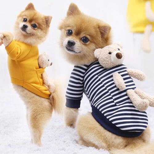 XS-2XL Pocket Bear Dogs Cat Pet Clothes Autumn/Winter Sweater Fleece Cartoon Supplies Small and Medium-sized Dogs